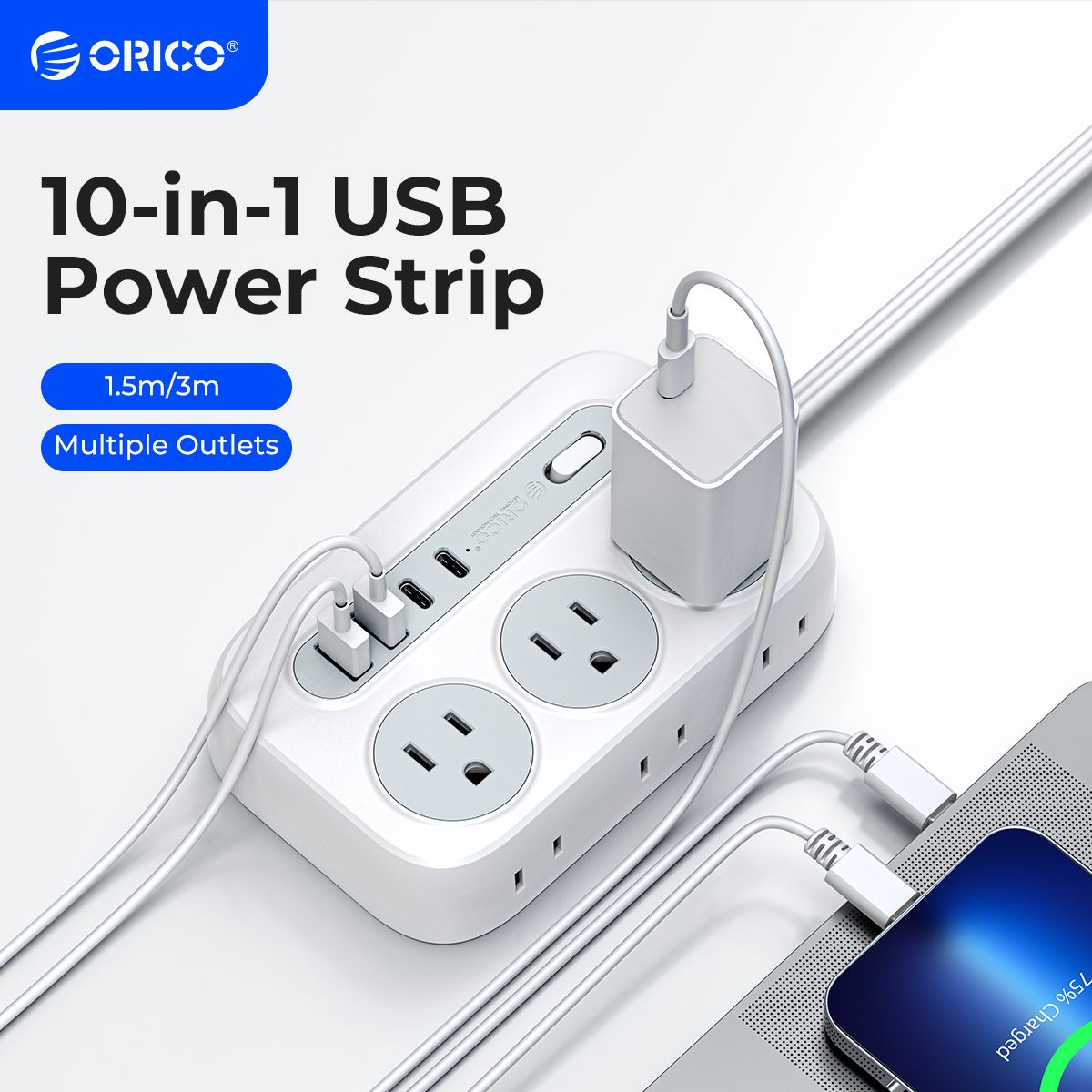 Outdoor Power Outlet Extension - ORICO Power Strip 6 AC Outlets
