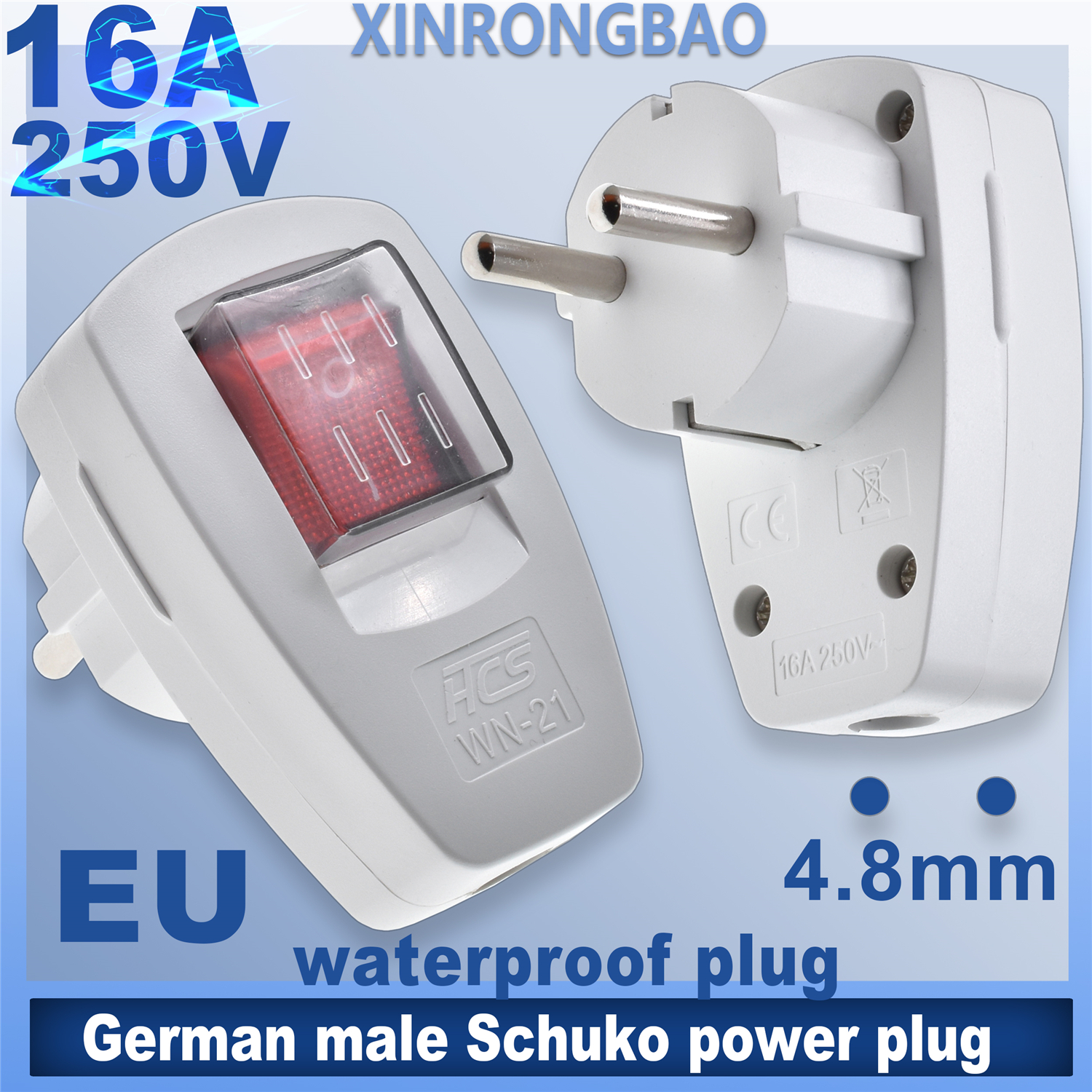 Outdoor Power Outlet Extension - waterproof outdoors German male Schuko power