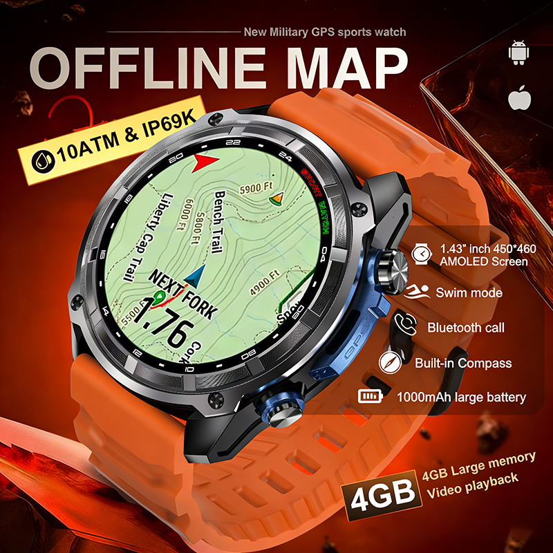 Outdoor Power Meter - 2026 Military GPS Smartwatch Offline Map