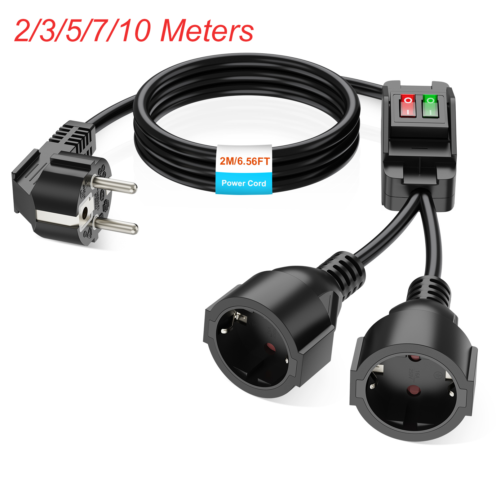 EU Plug Extension Cord with ON - Outdoor Power Outlet Extension ulasan dan harga
