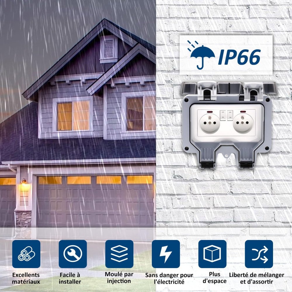 EIOMR France IP66 Weatherproof - Outdoor Power Outlet Extension ulasan dan harga