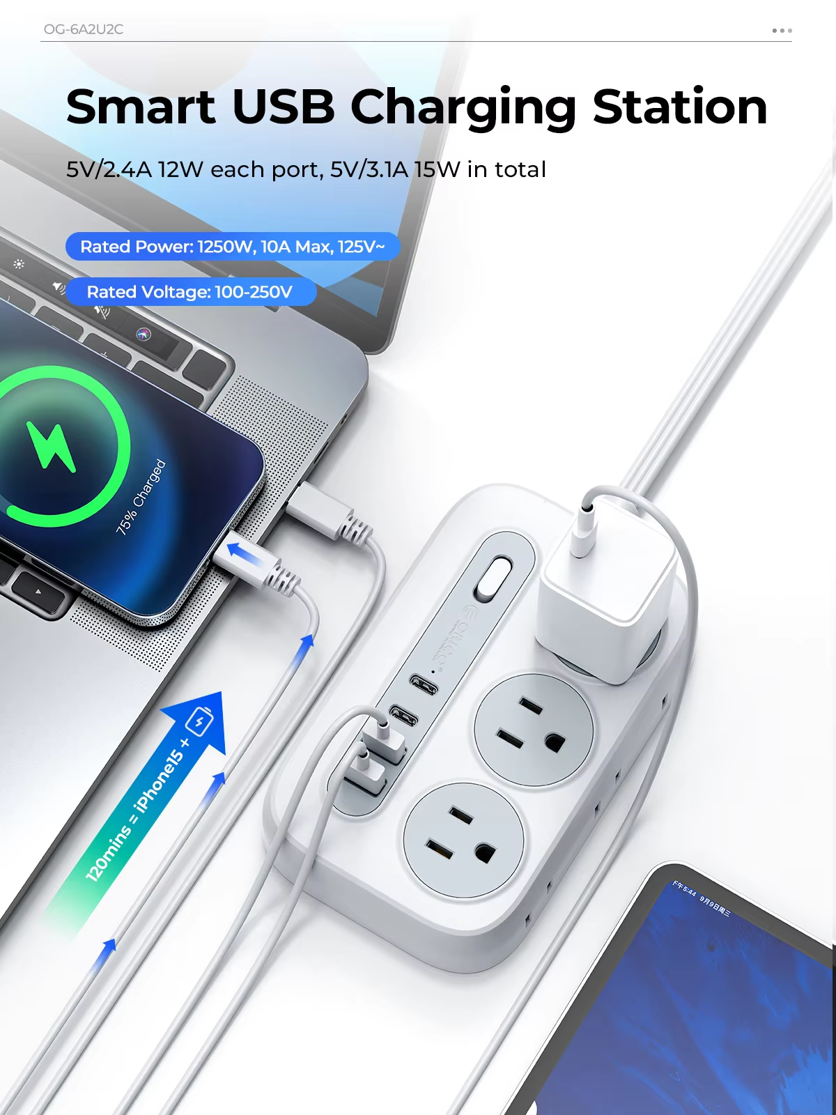 ORICO Power Strip 6 AC Outlets - Outdoor Power Outlet Extension ulasan dan harga
