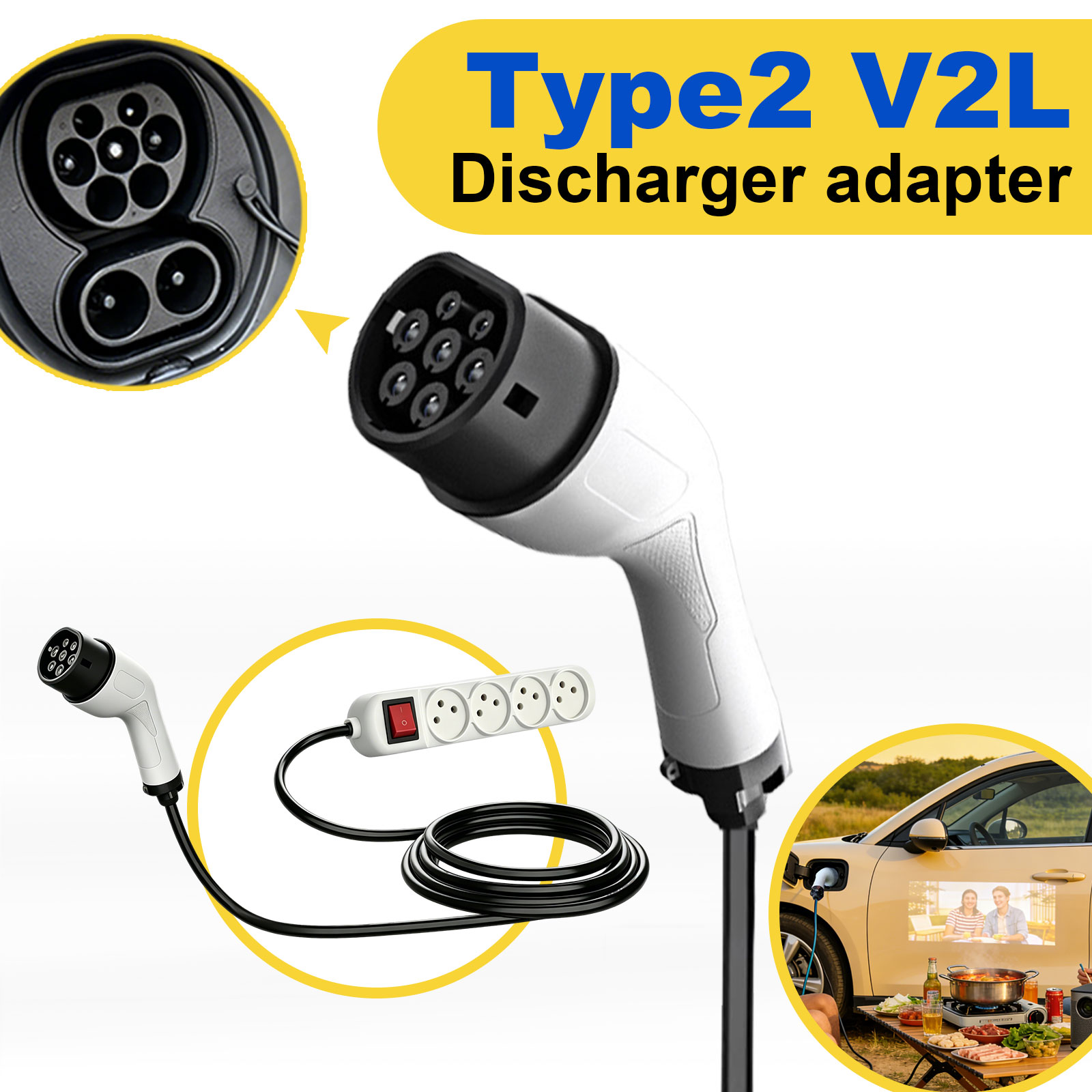 Type2 V2L Discharge Adapter Is - Outdoor Power Outlet Extension ulasan dan harga