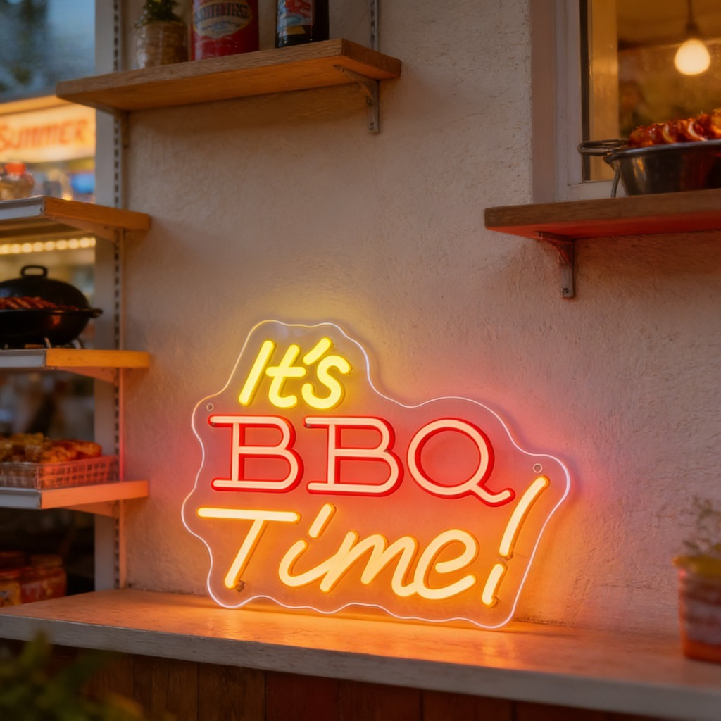 It's BBQ Time Neon Sign Family - Outdoor Power Grill ulasan dan harga