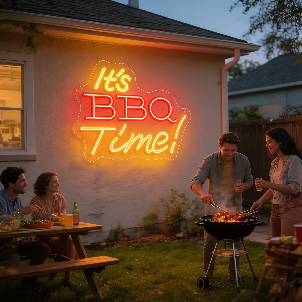 It's BBQ Time Neon Sign Family - Outdoor Power Grill ulasan dan harga