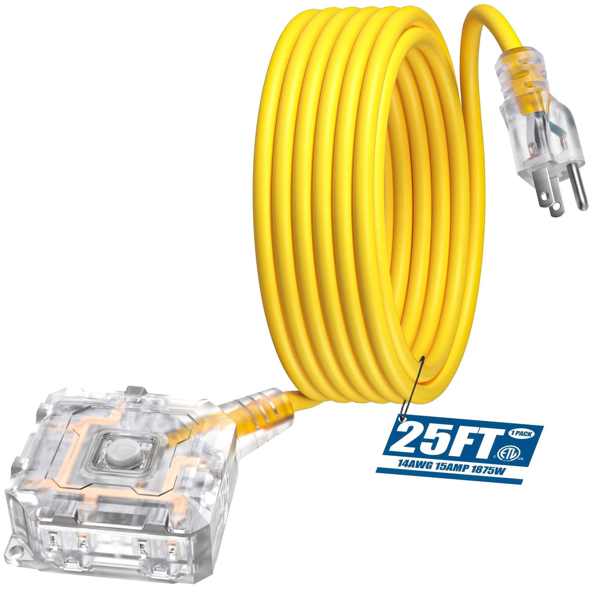 Heavy-Duty 25ft Extension Cord - Outdoor Power Outlet Extension ulasan dan harga